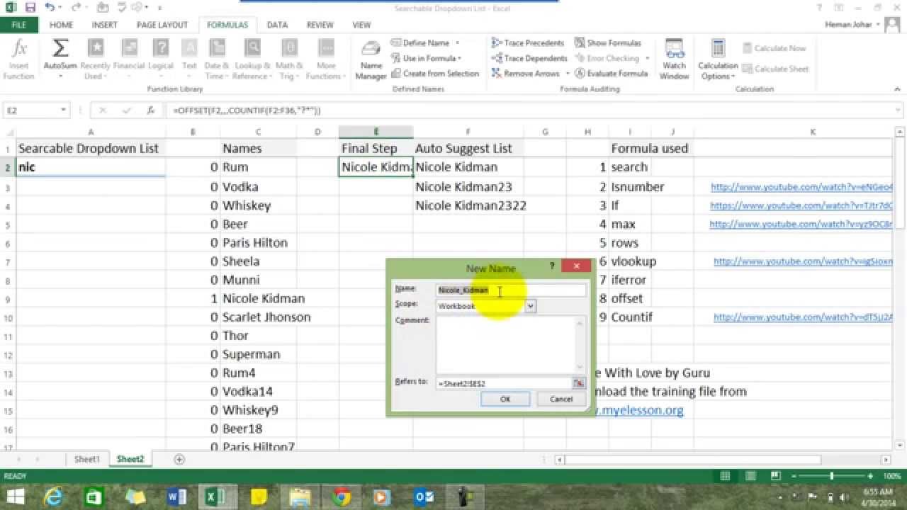 Create Searchable Dropdown List In Excel