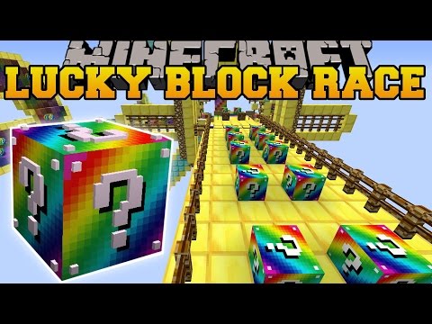 PopularMMOs | Lucky Block Mod | Minecraft | RAINBOW ROAD EPIC LUCKY BLOCK RACE | Modded Mini Game