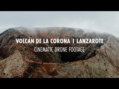 Cinematic drone footage of Volcán de La Corona, Lanzarote