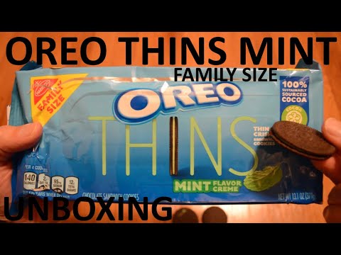 Unboxing Oreo Thins Mint Flavor Creme Filled Chocolate Sandwich Cookies Family Size