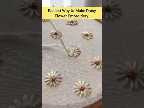 🌸🌸 Daisy Flower Embroidery with Straight Stitch and French Knot 🪡🧵 #beginners #handembroidery