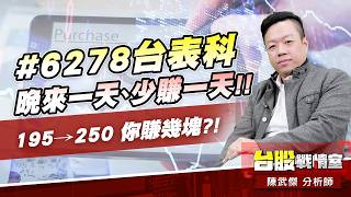 #6278台表科 晚來一天、少賺一天!!195250 你賺幾塊?!｜小武哥投資事務所｜陳武傑 (圖)