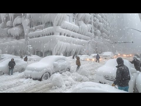 UK is freezing! Heavy snow storm paralyze Scarborough, North Yorkshire