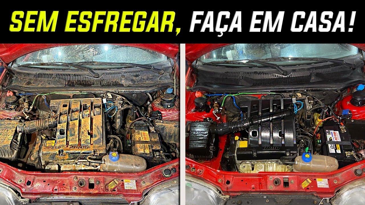 COMO LAVAR MOTOR DE CARROS MUITO SUJO SEM ESFREGAR | EM 5 MINUTOS | COM ÁGUA