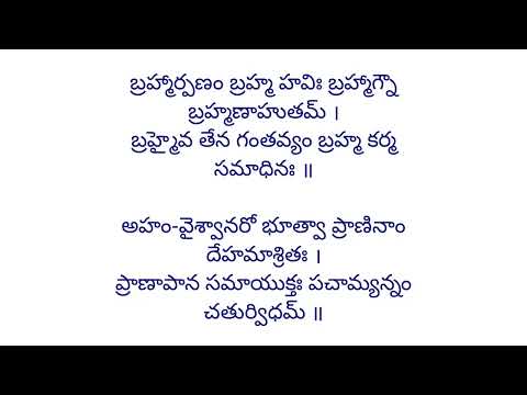 Brahmarpanam Sloka(food prayer)
