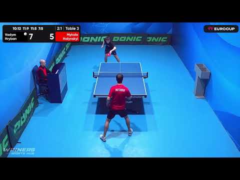12:00 Vadym Hryban  3-1 Mykola Halynskyi 12.04.2023 TT Euro.Cup Ukraine Star