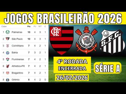 TABELA CLASSIFICAÇÃO DO BRASILEIRÃO 2026 - CAMPEONATO BRASILEIRO HOJE 2026 BRASILEIRÃO_26/02 SÉRIE A