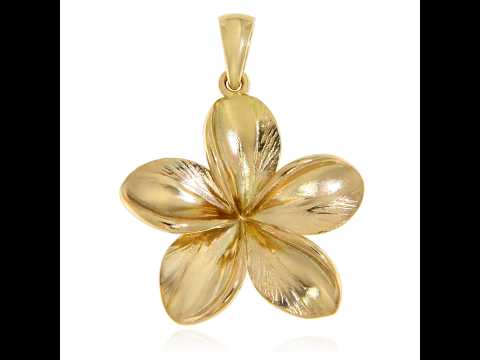 Pandantiv Aur Galben 14k Floare Tropicala | Plumeria Frangipani