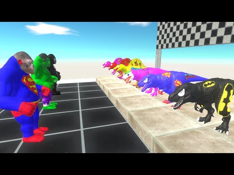 POWER UP SPEED RACE CHAMPIONSHIP SUPERHEROES DINOSAURS DEATH RUN - Animal Revolt Battle Simulator