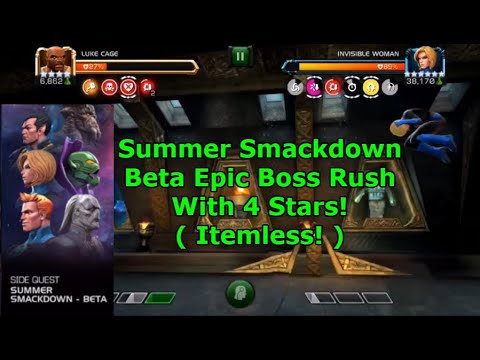 Summer Smackdown Beta Epic Boss Rush Challenge! 4 Stars Only! Week 2 | Marvel Contest Of Champions