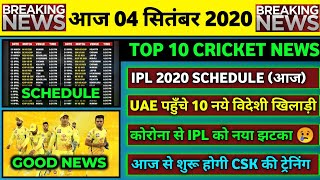 04 Sept 2020 - IPL 2020 Schedule Today,CSK & RCB Good News,NZ Players in UAE,ENG vs AUS 1st T20