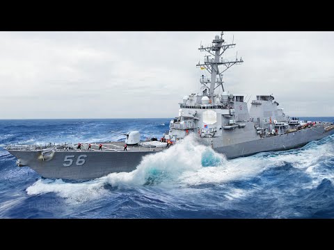 Life Inside Gigantic US Navy Destroyer Ship Battling Massive Waves