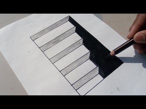How To Draw 3D Hole & Stairs for Kids - Anamorphic Illusion - 3D Trick Art on paper
