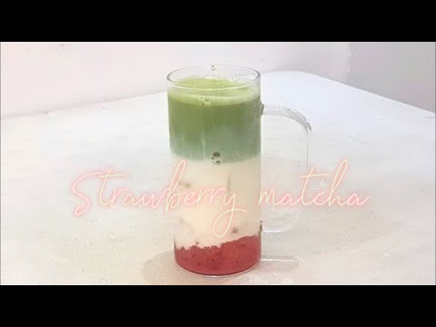 🍓 strawberry matcha latte 🍵 #2024 #matcha #strawberry #tiktok #recipe #asmrsounds #latte #premium
