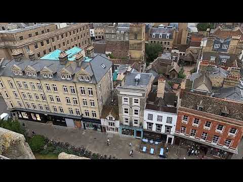 View from Great St Mary's Church tower in Cambridge UK