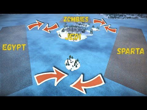 Battle of 4 Armies: Sparta vs Egypt vs Zombies vs Jedi - UEBS 2