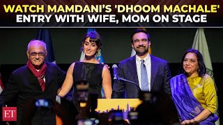 Download lagu Zohran Mamdani’s blockbuster ‘Dhoom Machale’ entry with Syrian Wife and Indian parents on stage mp3