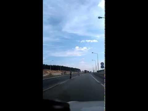 A1 węzeł Tuszyn   pierwsza jazda po nawierzchni betonowej 24 08 2015