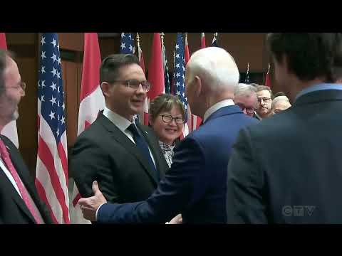 Conservative Leader Pierre Poilievre introduces himself to U.S. President Joe Biden