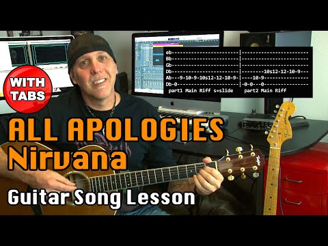 Nirvana All Apologies guitar song lesson with licks strum patterns and TABS