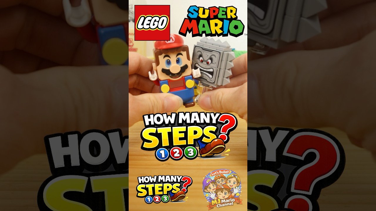 How Many Steps? 1-2-3! Thwomp #lego #legomario #supermario #funny #thwomp #レゴマリオ