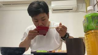 【元力士】チキンカツと牛肉のマヨネーズ和え弁当【朝ごはん】