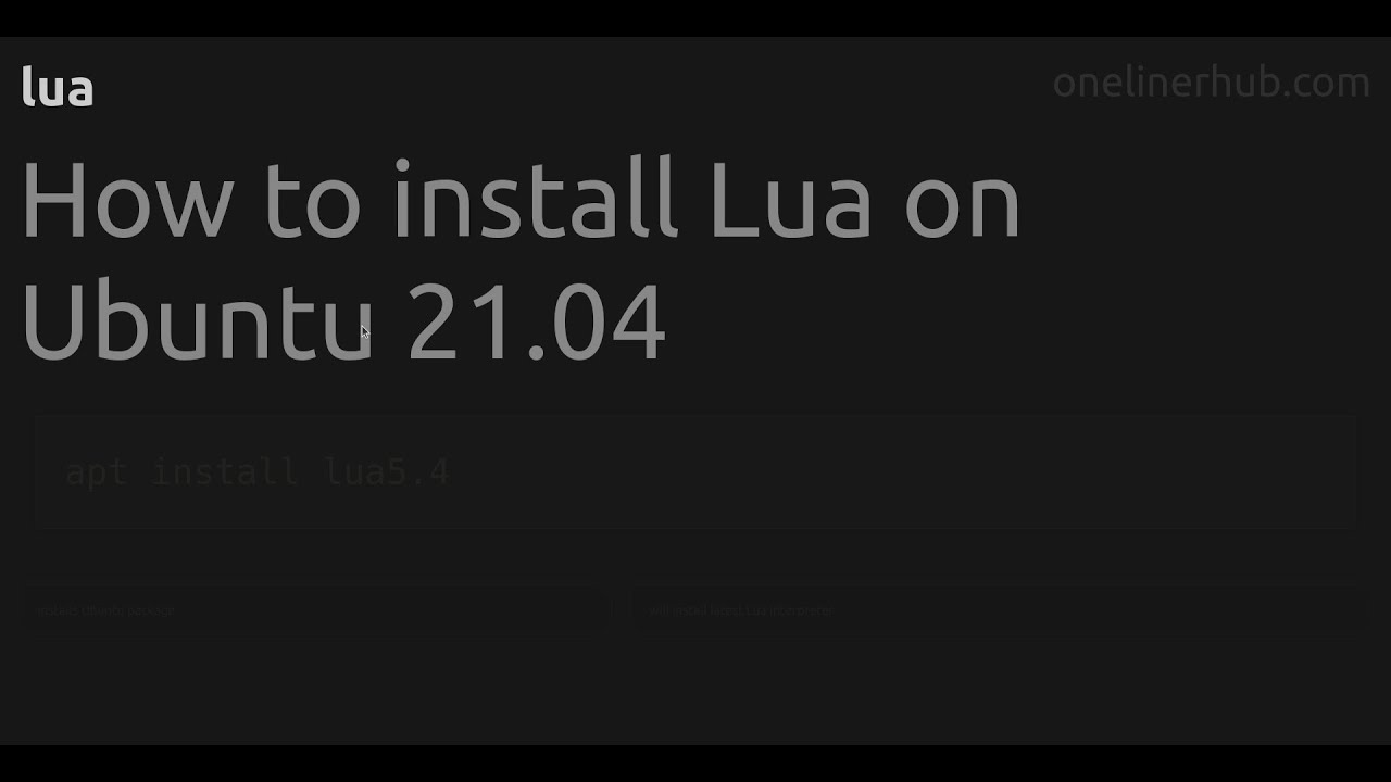 How to install Lua on Ubuntu UBUNTU_VERSION #lua