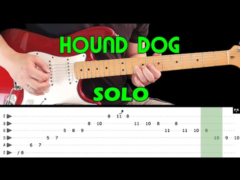 HOUND DOG - Guitar lesson - Guitar solo (with tabs) - Elvis Presley - fast & slow version