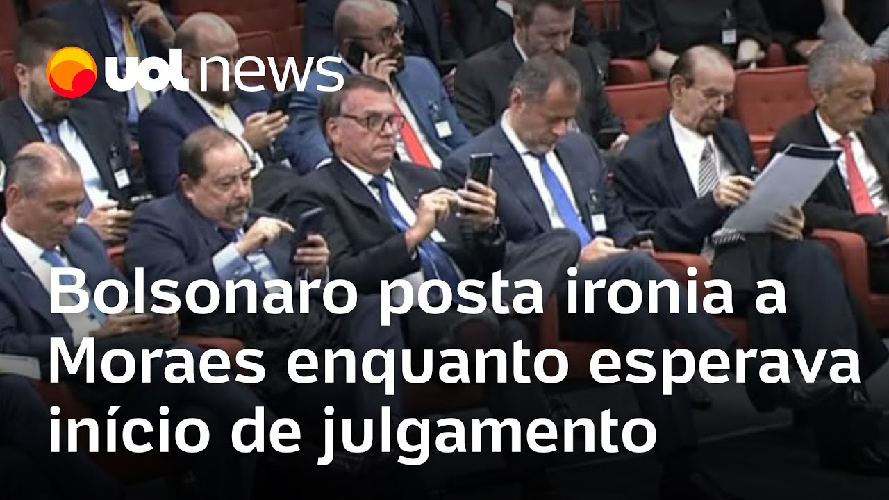 Bolsonaro faz post ironizando Moraes, enquanto acompanha julgamento na primeira fila do STF