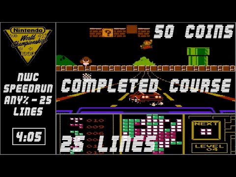 Nintendo World Championship 1990 Any% Speedrun - 25 Lines (NWC) [4:05]