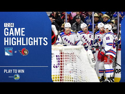 GAME HIGHLIGHTS | 2025-26: New York Rangers at Ottawa Senators (12/4/25)