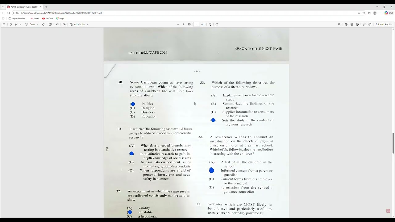 Caribbean Studies Paper 1 2025 Solutions