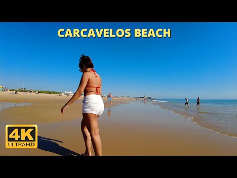 4K Praia de Carcavelos Beach Walk - Cascais Beaches Portugal