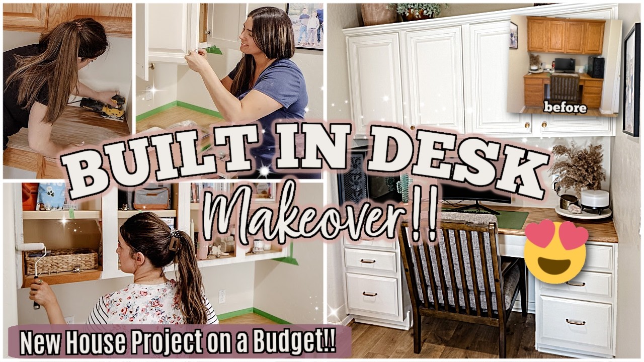 NEW HOUSE PROJECTS :: BUDGET FRIENDLY, BUILT IN DESK MAKEOVER :: RENTAL HOME DIY PROJECTS
