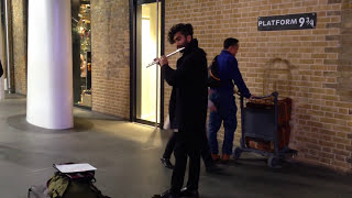 Flute Hedwig's Theme/Harry Potter at Platform 9 3/4, King's Cross St. Pancras Station