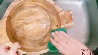 How to Wash Wooden Utensils at Home | Wood Care Tips | Wooden Bowls| Wooden Plates | Nurture India