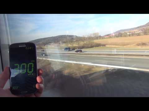High Speed Train ICE vs. Cars Autobahn Germany 300 km/h kmh