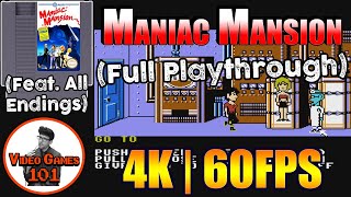 Maniac Mansion (NES) | All Endings Playthrough | 4K 60FPS | Video Games 101