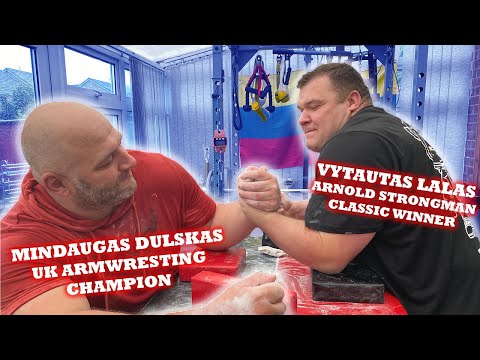 Mindaugas Dulskas training with Vytautas Lalas Arnold strongman classic winner