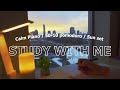 6-hour STUDY WITH ME 🖋/ pomodoro (50/10) / BGM ♪/ Calm Piano 🎹/ sunset 🌇/ Focus / study music