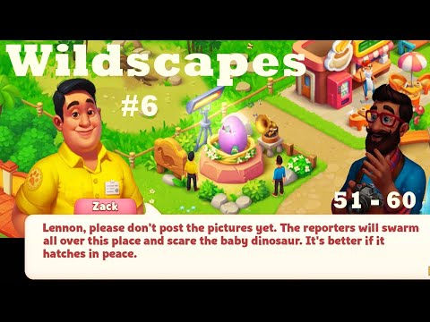 Wildscapes walkthrough #6 HD | movies and games (level 51 - 60) | dinosaur | gameplay | ios |android