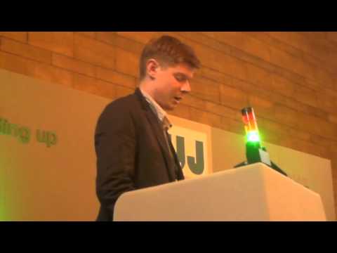 Student delegate Conor McMahon addresses NUJ DM, Newcastle