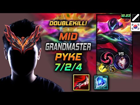 GrandMaster Mid Pyke Build Duskblade of Draktharr Hail of Blades - LOL KR 12.23