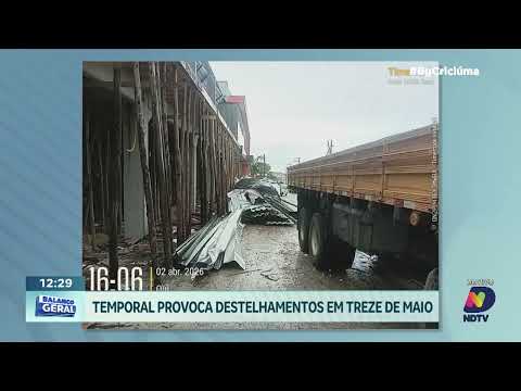 Temporal causa danos e destelha casas em Treze de Maio
