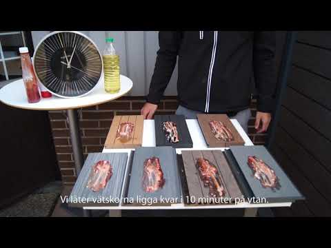 Green Plank test med vätskor som ger fläckar på ytan.