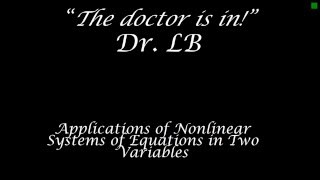 Applications of Nonlinear Systems of Equations in Two Variables