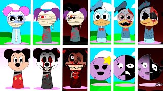 Sprunki OC all PHASES Mickey Mouse , Pibby , Donald duck , Mrs. Luna