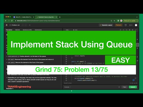 13 Implement Queue Using Stacks Problem Leetcode Java Grind 75 Coding Series