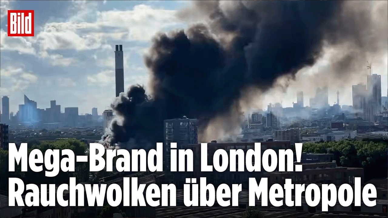 LONDON: Mega-Brand in Recyclingzentrum! Rauchwolken über der Skyline