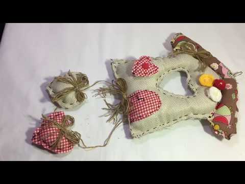 ♥ ✂ Enfeite de Porta Casinha  em tecido ♥ ✂